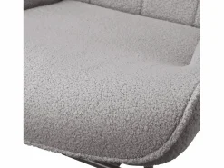 Outlet Mecedora - Sillón orejero tapizado - Patas de metal y madera maciza - Terciopelo Teddy Gris claro