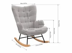 Outlet Mecedora - Sillón orejero tapizado - Patas de metal y madera maciza - Terciopelo Teddy Gris claro
