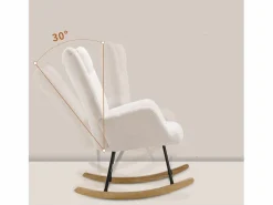 Clearance Mecedora - sillón relax para salón - acolchado con felpa Teddy - con reposacabezas y reposapiés - base de madera - Sillón Balancín