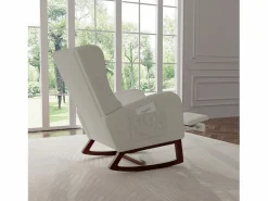 Mecedora, Algodón y lino - con reposabrazos de bolsillo - Patas de madera maciza - con patas telescópicas -