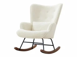 Best Mecedora Bebé Lactancia Mecedora en Tela Bouclette Mecedora Estilo Escandinavo en Madera de Caucho, Beige Marru00f3n