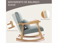 Discount Homcom Mecedora Berta reposabrazos + cojín lumbar gris 84x65x87 cm Gris claro