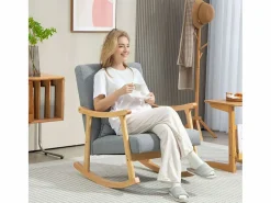 Discount Homcom Mecedora Berta reposabrazos + cojín lumbar gris 84x65x87 cm Gris claro