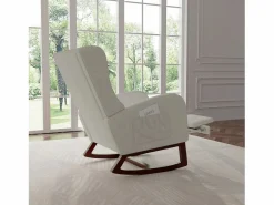 Mecedora con reposapiernas retráctil y respaldo alto de madera maciza - Mecedora para salón y dormitorio, carga hasta 150 kg -