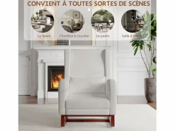 Mecedora con reposapiernas retráctil y respaldo alto de madera maciza - Mecedora para salón y dormitorio, carga hasta 150 kg -
