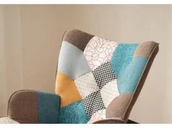 Mecedora con reposapiés - 69,5 x 50 x 88,5 cm - Esponja + fibras de polipropileno - Sillón Balancín