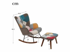 Hot Mecedora con reposapiés - con estampado de patchwork de colores - Sillón Balancín