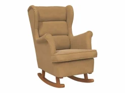 vidaxl Mecedora con respaldo alto de terciopelo marrón y madera maciza