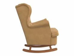 vidaxl Mecedora con respaldo alto de terciopelo marrón y madera maciza