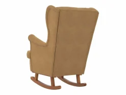 vidaxl Mecedora con respaldo alto de terciopelo marrón y madera maciza