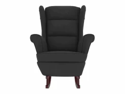 Hot vidaxl Mecedora con respaldo alto de terciopelo y madera maciza Negro