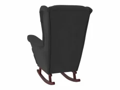 Hot vidaxl Mecedora con respaldo alto de terciopelo y madera maciza Negro