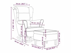 Clearance Mecedora con respaldo alto de terciopelo y madera maciza Sillón Balancín