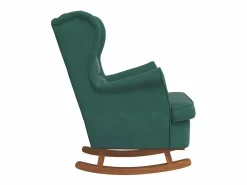 vidaxl Mecedora con respaldo alto de terciopelo y madera maciza