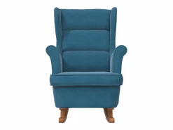 Outlet vidaxl Mecedora con respaldo alto de terciopelo y madera maciza Azul