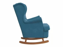 Outlet vidaxl Mecedora con respaldo alto de terciopelo y madera maciza Azul