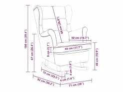 Outlet Mecedora con respaldo alto de terciopelo y madera maciza Sillón Balancín