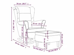 Outlet Mecedora con respaldo alto de terciopelo madera maciza Sillón Balancín