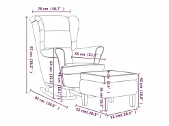 Best vidaxl Mecedora con respaldo alto de terciopelo y madera maciza Rojo