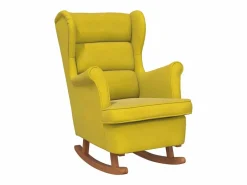 Online vidaxl Mecedora con respaldo alto de terciopelo madera maciza Amarillo