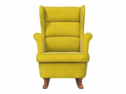 Online vidaxl Mecedora con respaldo alto de terciopelo madera maciza Amarillo