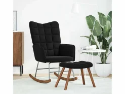 Clearance Mecedora con taburete de terciopelo Sillón Balancín