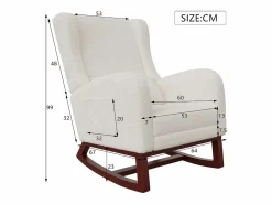 Mecedora de madera maciza con reposapiernas retráctil y respaldo alto - Mecedora para salón y dormitorio - Hasta 150 kg -