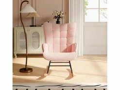 Sale Mecedora de peluche de osito de peluche, sillón de lectura acolchado, respaldo a cuadros, color Rosa