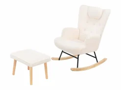 Discount Mecedora de peluche suave con reposacabezas y reposapiés Sillón Balancín