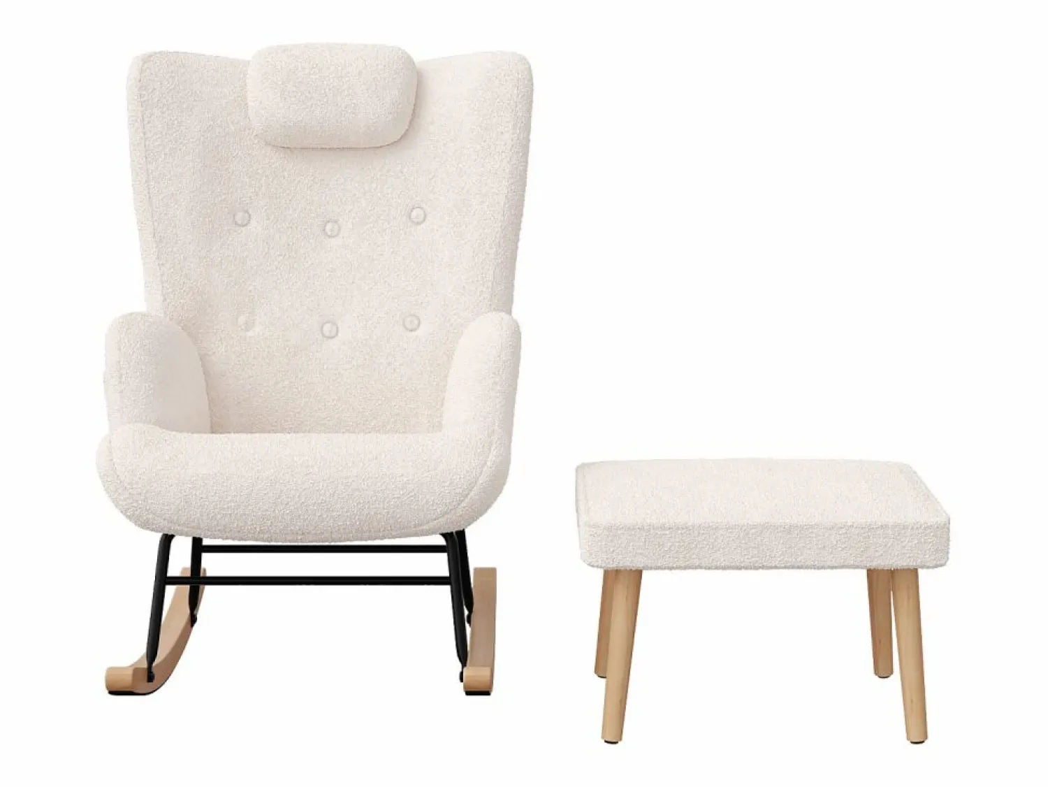 Discount Mecedora de peluche suave con reposacabezas y reposapiés Sillón Balancín