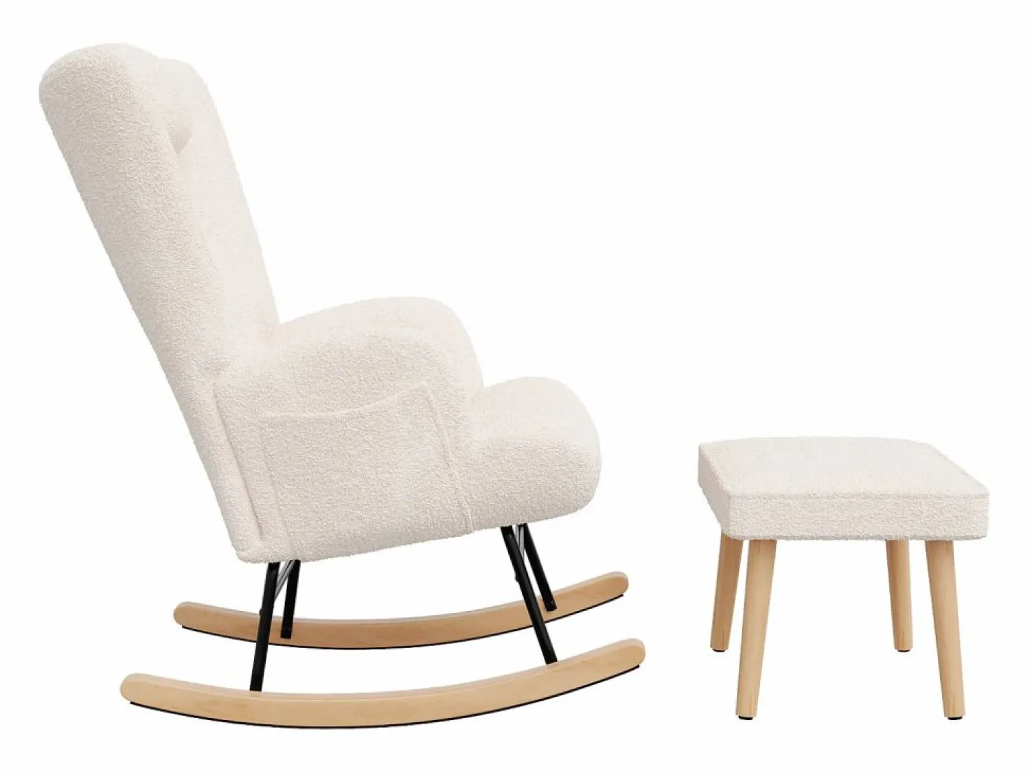 Discount Mecedora de peluche suave con reposacabezas y reposapiés Sillón Balancín
