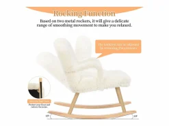 Mecedora de peluche Teddy - Mecedora con reposapiés, patas de madera maciza - cómoda 65x96,5x85cm -