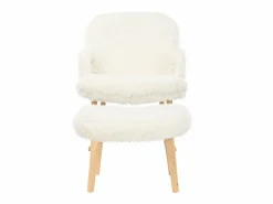 Mecedora de peluche Teddy - Mecedora con reposapiés, patas de madera maciza - cómoda 65x96,5x85cm -