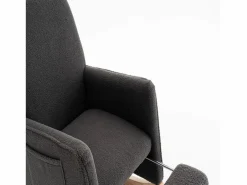 OKWISH Mecedora de salón, felpa oscuro, Mecedora con reposapiés retráctil y estructura de madera