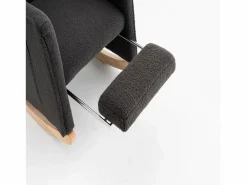 OKWISH Mecedora de salón, felpa oscuro, Mecedora con reposapiés retráctil y estructura de madera