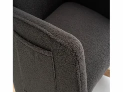OKWISH Mecedora de salón, felpa oscuro, Mecedora con reposapiés retráctil y estructura de madera
