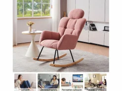Sale Mecedora de tela de felpa, respaldo acolchado, tela suave, con reposacabezas, para salón y dormitorio, (102 x 70 x 107 cm) Sillón Balancín