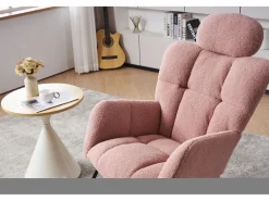 Sale Mecedora de tela de felpa, respaldo acolchado, tela suave, con reposacabezas, para salón y dormitorio, (102 x 70 x 107 cm) Sillón Balancín