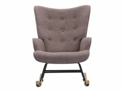 Sale Mecedora de tela jaspeada con patas mecedoras y botones decorativos en el respaldo ELMINA II Sillón|Sillón Balancín