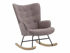 Sale Mecedora de tela jaspeada con patas mecedoras y botones decorativos en el respaldo ELMINA II Sillón|Sillón Balancín