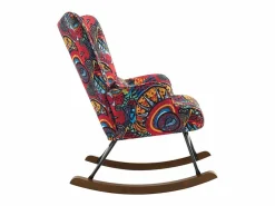 Mecedora de terciopelo con estructura de metal y base de madera, ergonómica, cómoda y moderna. Marru00f3n