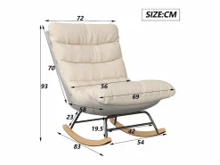 New Mecedora ergonómica con cojín beige y estructura gris, diseño moderno en tela/piel sintética. Blanco