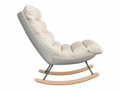 New Mecedora ergonómica con cojín beige y estructura gris, diseño moderno en tela/piel sintética. Blanco