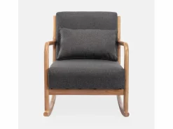 Sweeek Mecedora estilo escandinavo de madera y tela oscuro