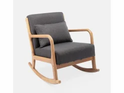 Sweeek Mecedora estilo escandinavo de madera y tela oscuro