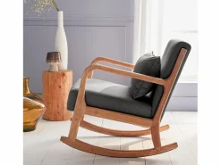 Sweeek Mecedora estilo escandinavo de madera y tela oscuro