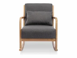 Sweeek Mecedora estilo escandinavo de madera y tela oscuro