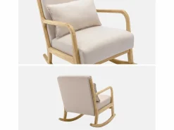 Sweeek Mecedora estilo escandinavo de madera y tela