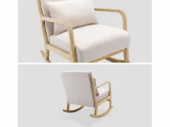 Sweeek Mecedora estilo escandinavo de madera y tela