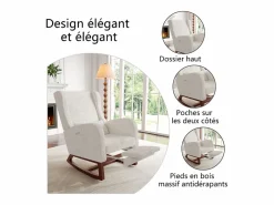 Online Mecedora, Mecedora con Reposapiés Retráctil, Mecedora de Madera Maciza con Respaldo Alto para Sala de Estar, Dormitorio, Hasta 150 kg - Sillón Balancín